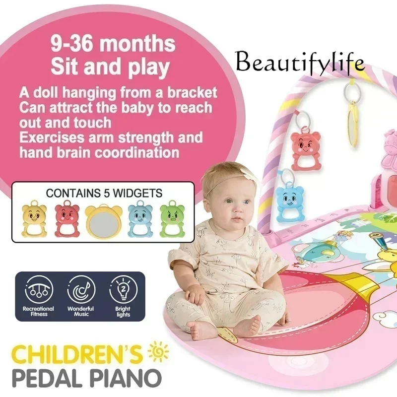 Activity Play Gym for Newborns - Musical Piano Crawling Blanket and Pedal Game Pad for Early Education - Ideal for 0-36 Months