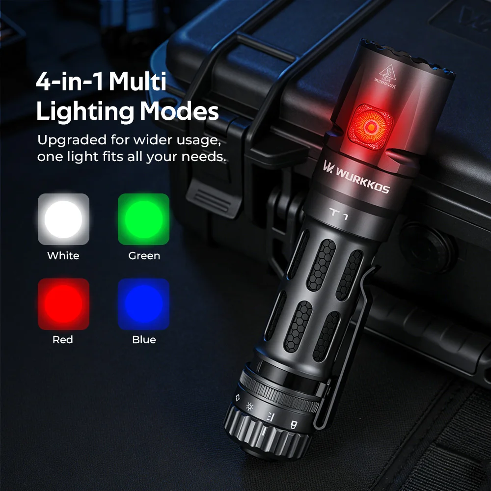 Wurkkos T1 LED Tactical Flashlight 5500Lm 4 Lighting Modes with Pen Clip Waterproof USB Rechargeable High Power Portable Light - view 2