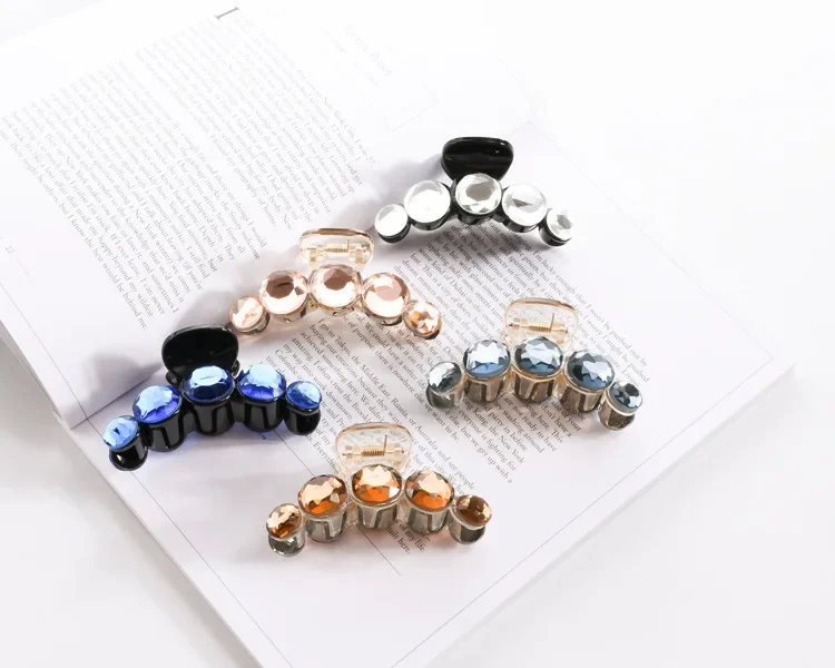 New Fashion Women Girls Crystal Plastic Hair Claws Korean Style Cute Acrylic Hair Claw Hair Clips  Headwear