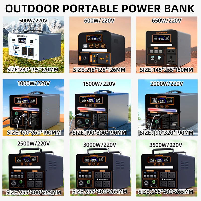 Camping outdoor solar generator portable power station 500w bank station power supply household outdoor solar portable power sta