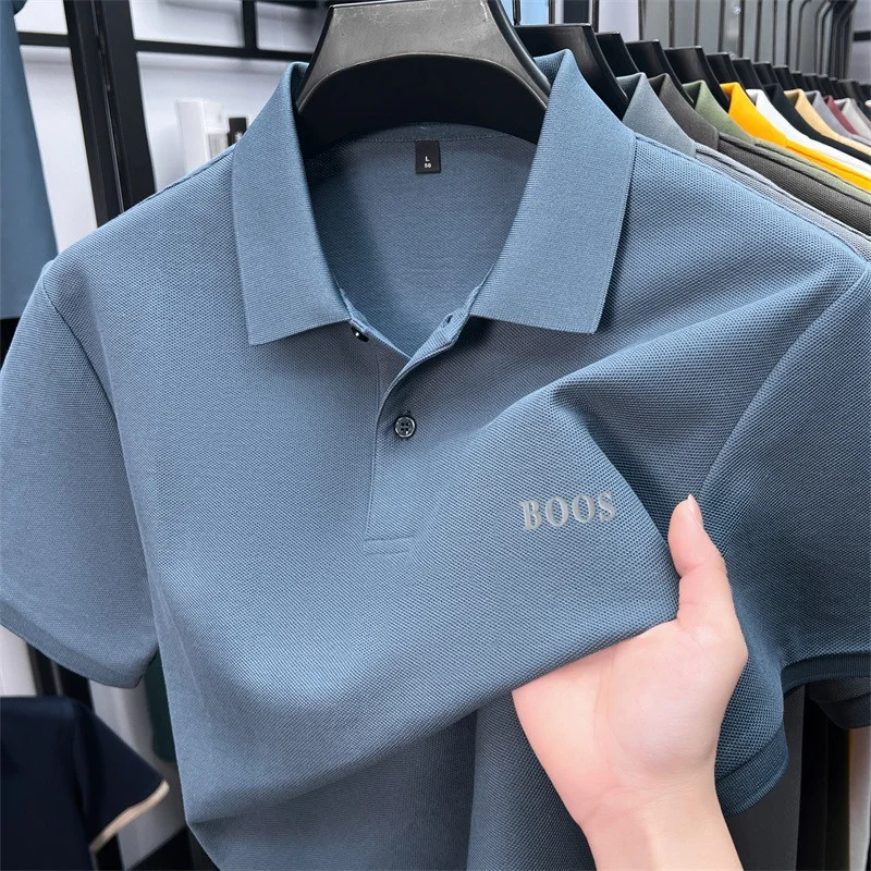 100% Baumwolle Hochwertige Herren Kurzarm-Poloshirts mit Kragen und Knöpfen Buchstabendruck Mehrere Farboptionen Meistverkaufte Herrenbekleidung – Detail 24
