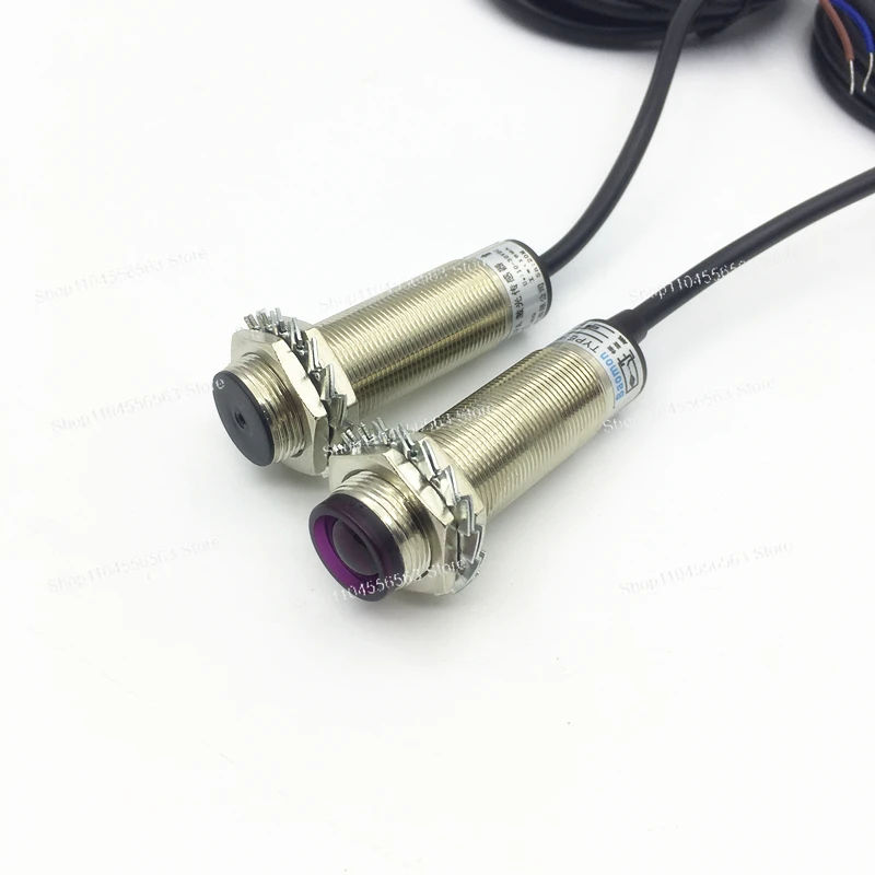 Cylindrical Through-Beam Sensor, 100m Long Range PNP/NPN Photoelectric Laser Switch