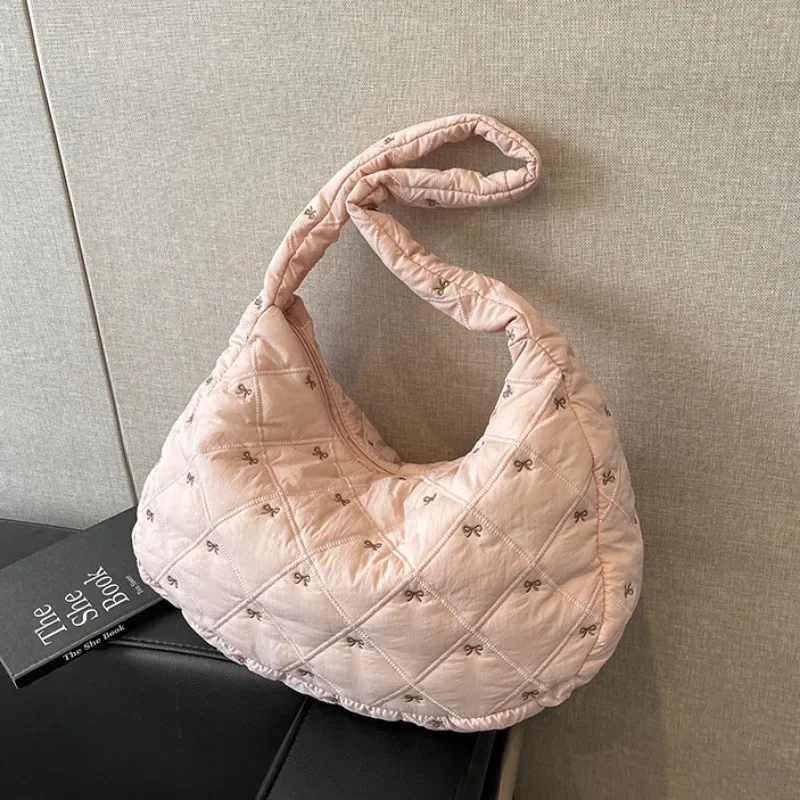 Xiuya rosa bolsa de ombro das mulheres arco bonito y2k designer luxo doce crossbody saco leve requintado commuter bolsa feminina