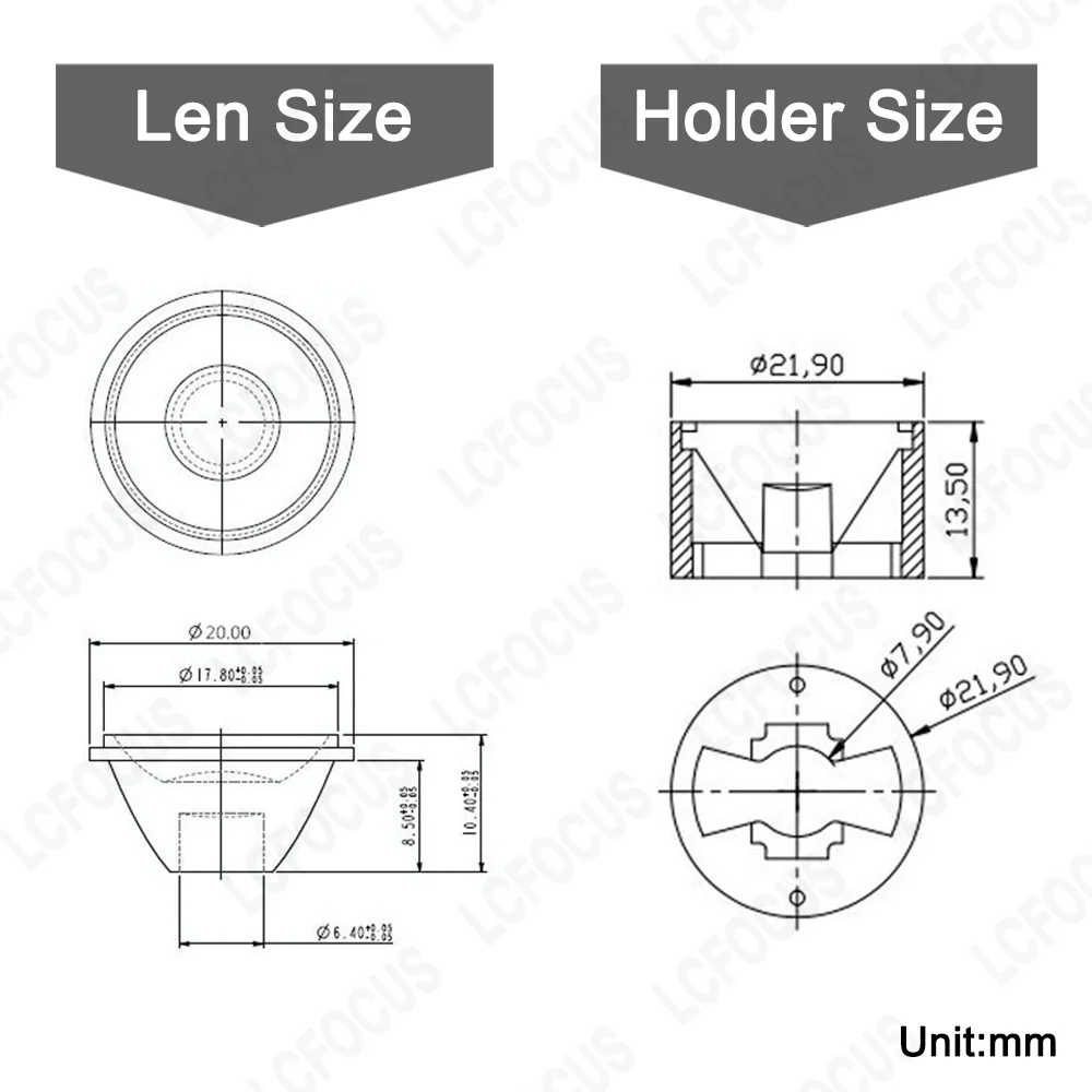 Imagem -04 - Lente Led Lente 10 15 30 45 60 90 120 Graus Refletor Colimador 20 mm Lente Óptica Acrílica Pmma 10 Peças 1w 3w 5w
