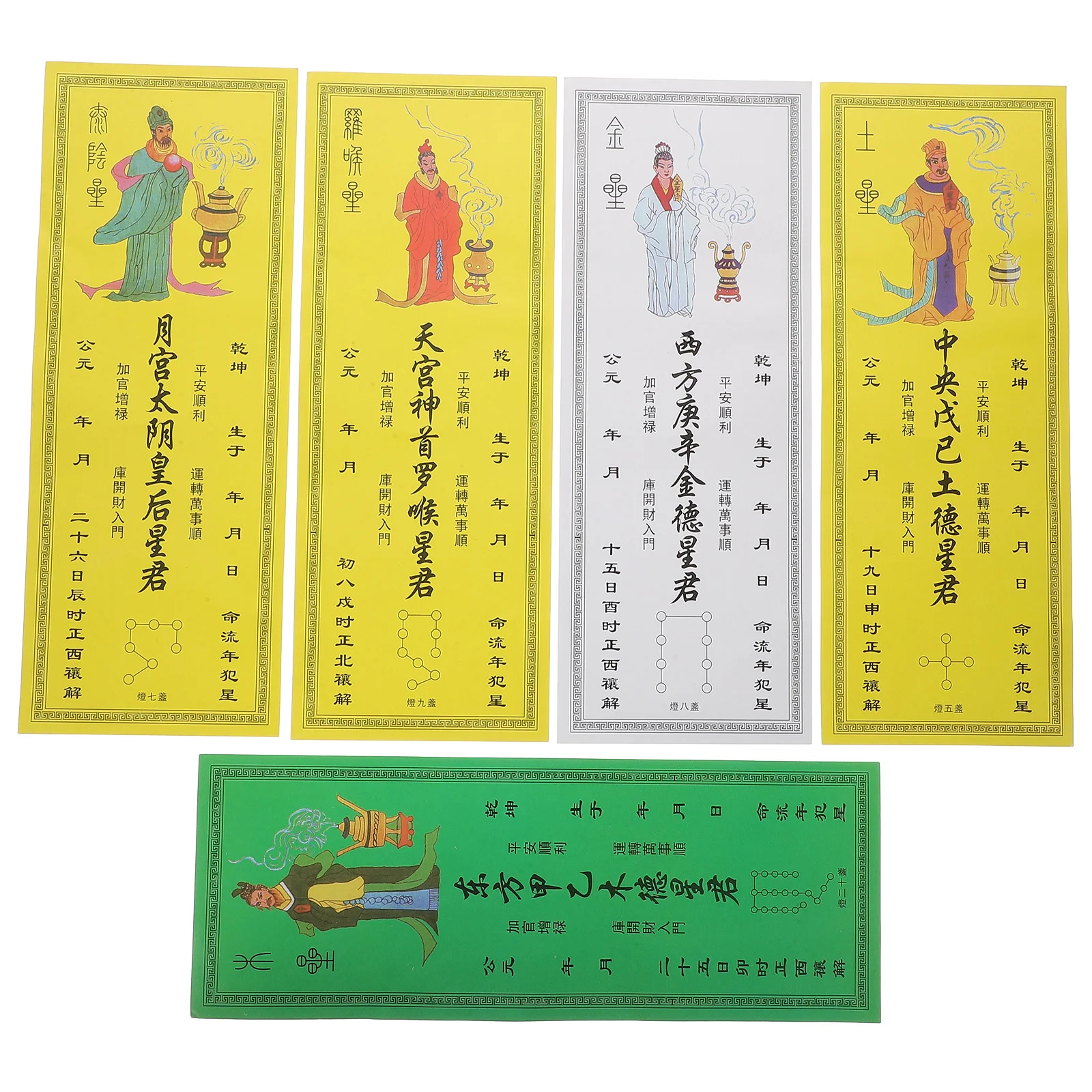 9 pezzi di carta targa Fengshui con carta amuleto dal design cinese di buon auspicio per la protezione della cattiva fortuna a casa