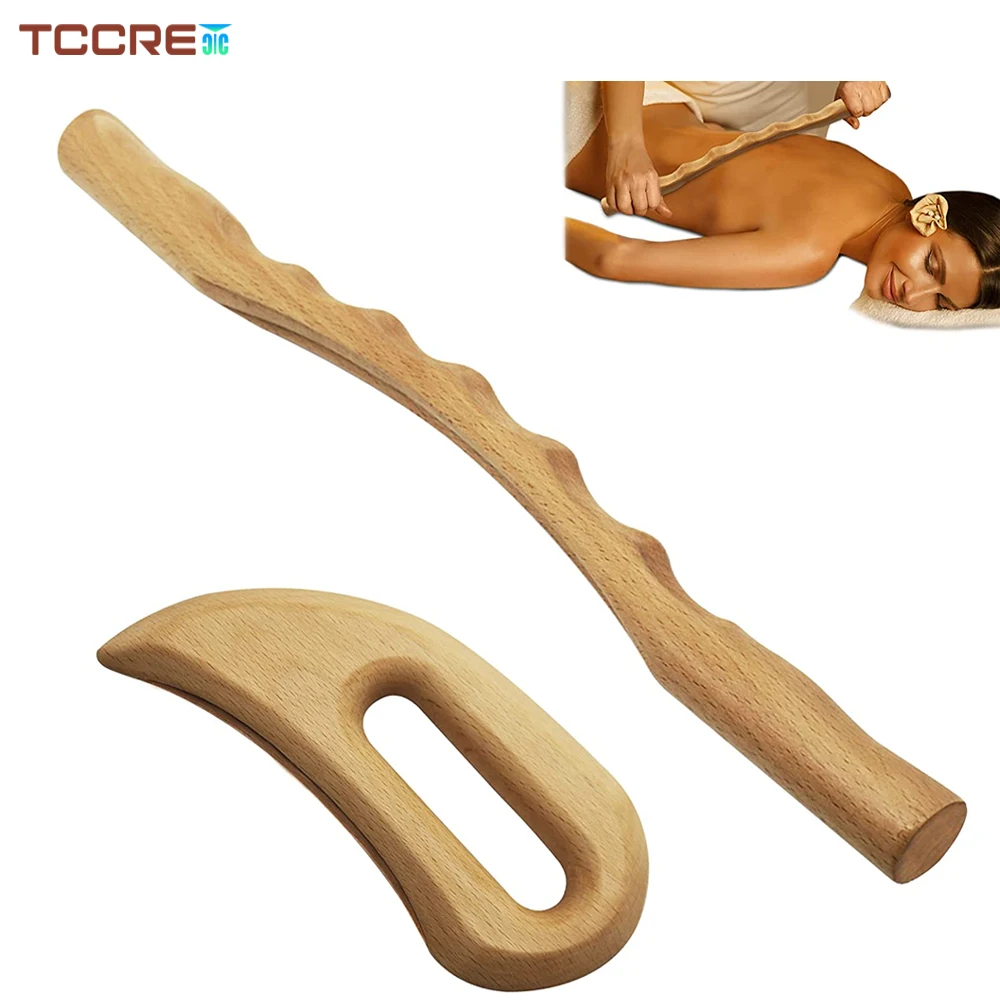 2Pcs/Set Wooden Gua Sha Massage Tools Include Wood Therapy Massage Tool Lymphatic Drainage Tool for Anti Cellulite Maderotherapy