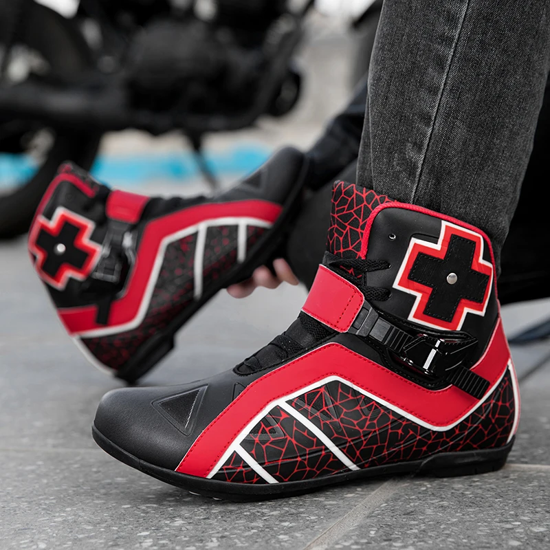 أحذية واقية للدراجات النارية للرجال للفصول الأربعة، مضادة للانزلاق ومقاومة للاهتراء، أحذية ركوب كاجوال مريحة للطرق الوعرة