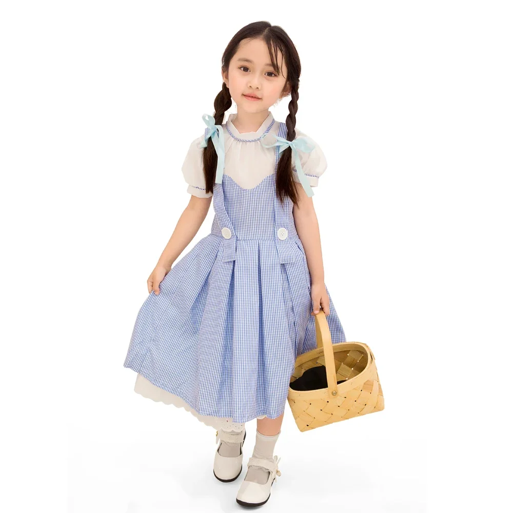 Primary Kid Girls Peasant Costume Child One Piece Dress Child Group Cosplay Clothing For Little Girls 4-11T