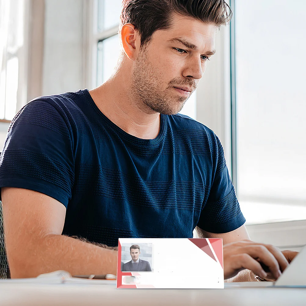 

10pcs Clear Acrylic Table Card Holder 90X60Mm Double Sided Office Desk Sign For Meetings Conferences Seminars Name Plaque Holder