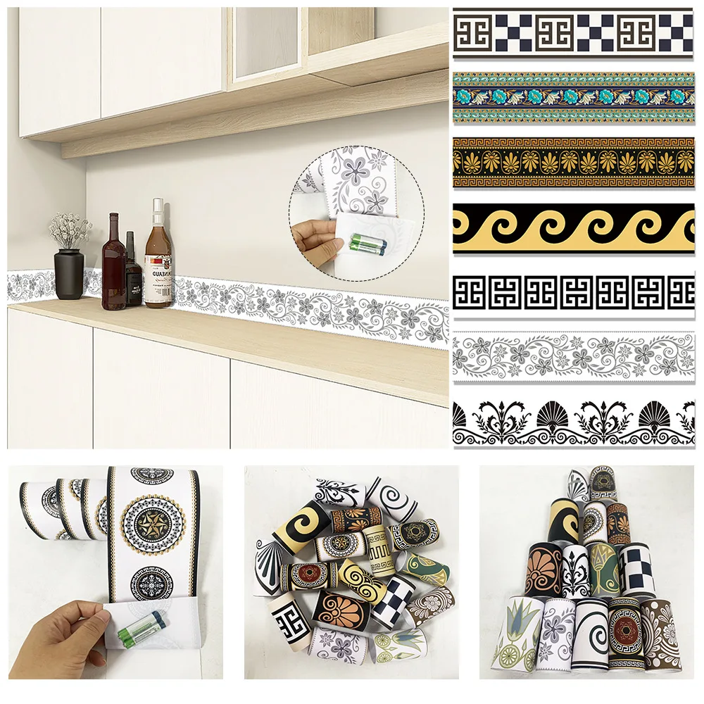 10cm x 240cm PVC Self-Adhesive Wall Border - Waterproof Skirting Sticker for Kitchen Bathroom Renovation, Peel & Stick Upgrade