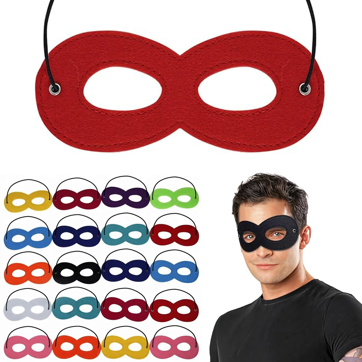 Party-Verkleidungsmasken – Weiche Filz-Augenmasken mit verstellbarem Gummiband, DIY Cosplay-Requisiten für Geburtstag, Halloween & Schulrollenspiele