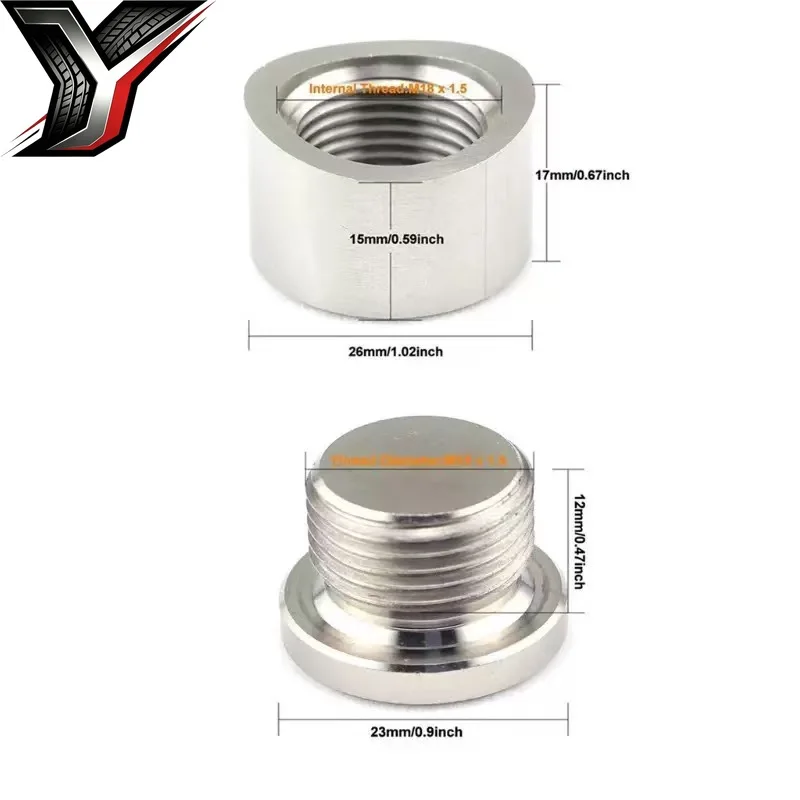 M18x1.5 Stainless Steel Weld Nut, Slotted Weldable Threaded Bung for Exhaust O2 Oxygen Sensor Mounting`