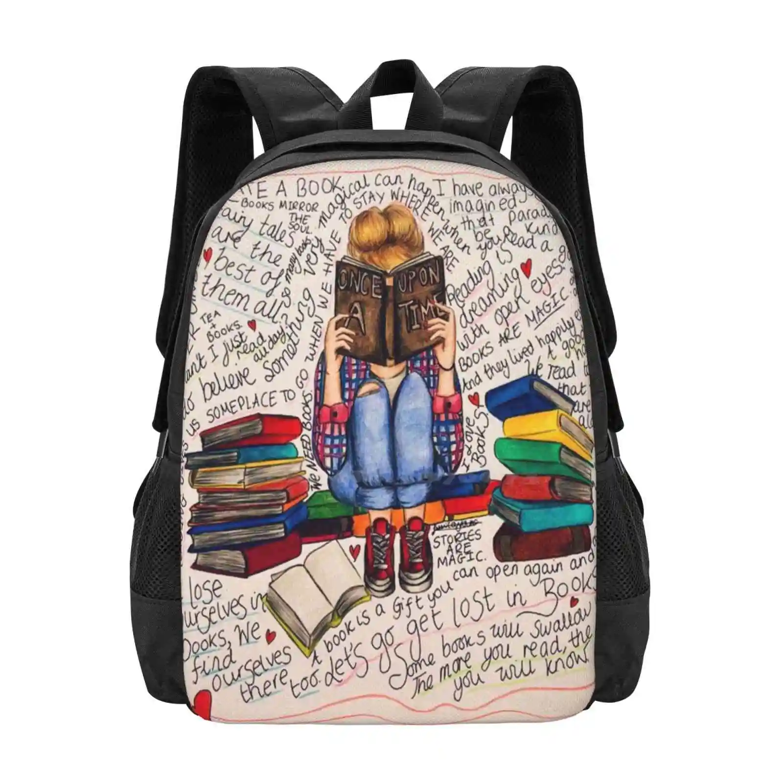 Reading Is Dreaming With Open Eyes. New Arrivals Unisex Bags Student Bag Backpack Reading Books Hobby Hobbies Jessiiiccaadraws