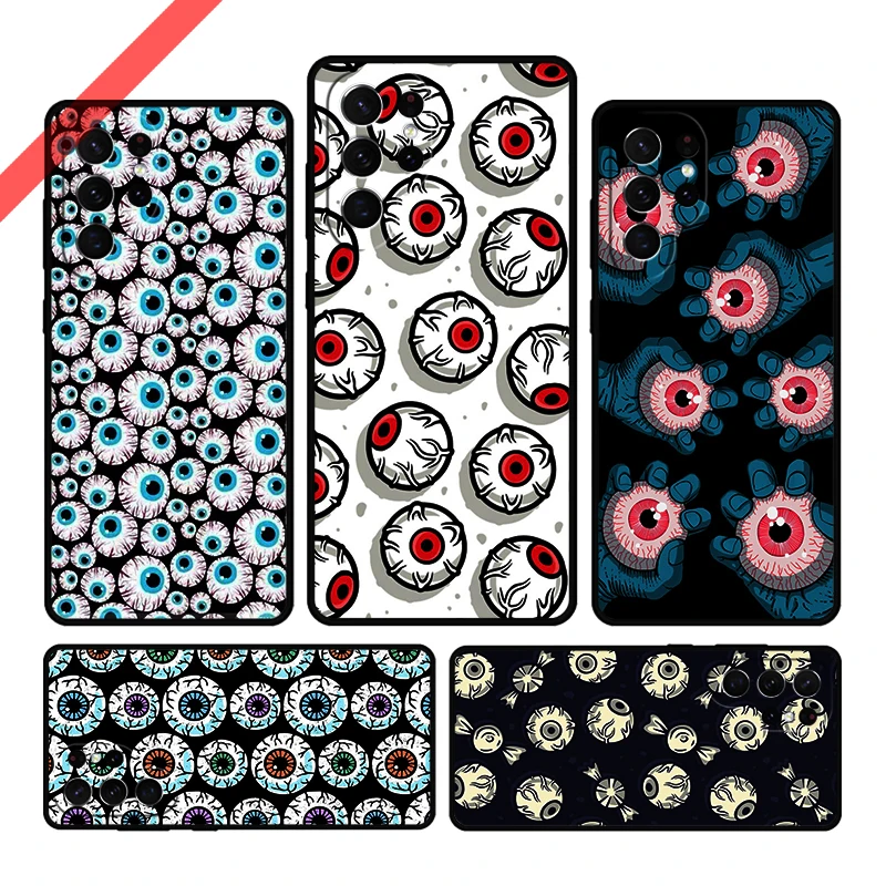 Halloween Scary Eyeball Phone Case For Samsung Galaxy S20 FE S21 S10 S23 Plus S24 S22 Ultra Coque Note20 Note10 S9 S8 Cover Capa