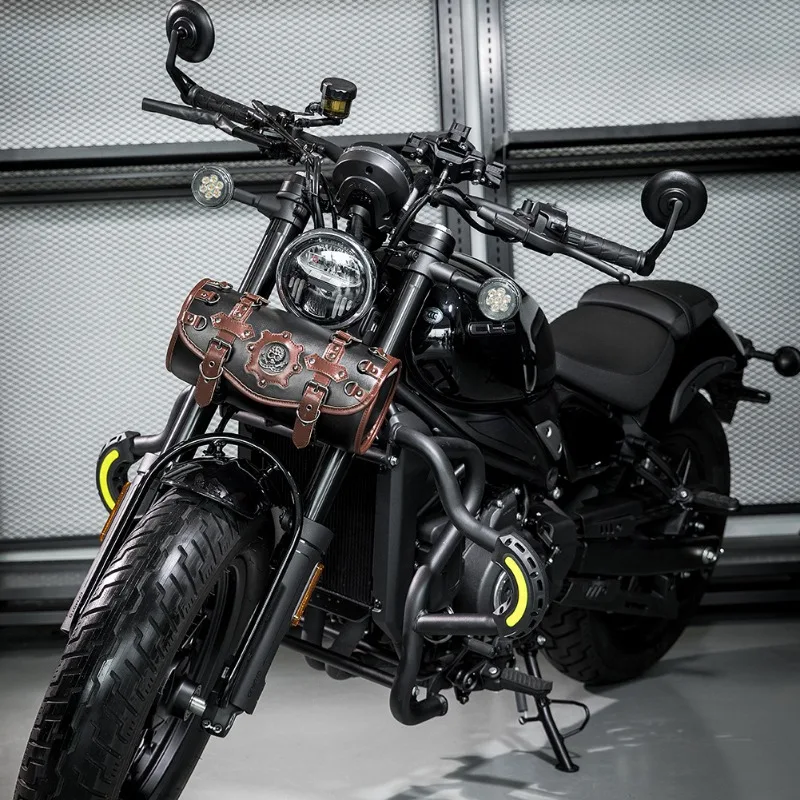 Punk Vintage Motorcycle Front Fork Barrel Bag / Handlebar Saddle Bag / Motorbike Hanging Tool Storage Pouch Cafe Racer Gear
