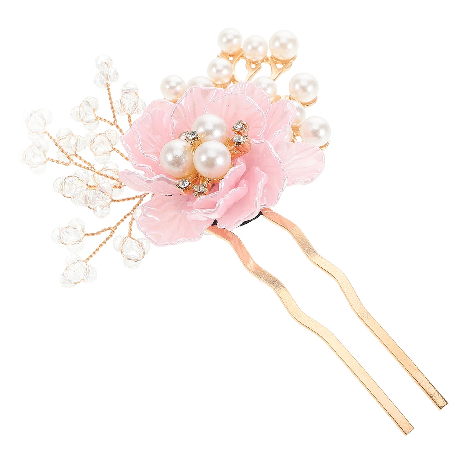 

Pearl Flower Pin U Shape Bridal Headpiece Wedding Hair Accessories For Women Prom Decorative Hair Fork Rhinestone