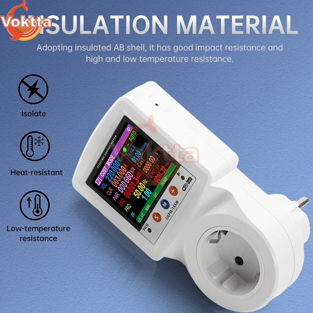 EU WIFI Smart Socket Digital Voltmeter volt Power Monitor Smart Life APP Remote Control Over-Voltage and Over-Current Protection