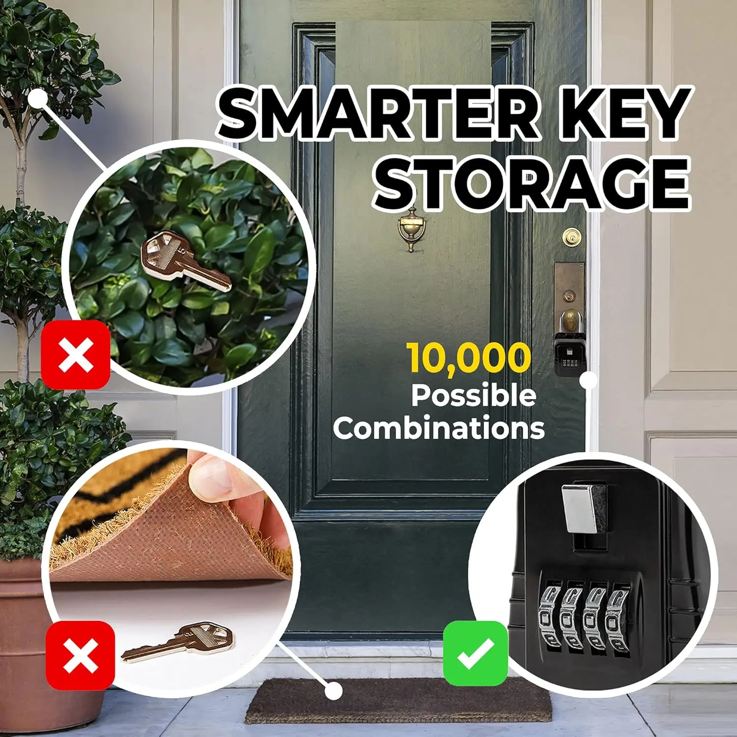 1500 Key Lock Box with Resettable Code, Heavy-Duty Outdoor Lockbox for Keys, Holds 5 Keys (12 Pack, Black)