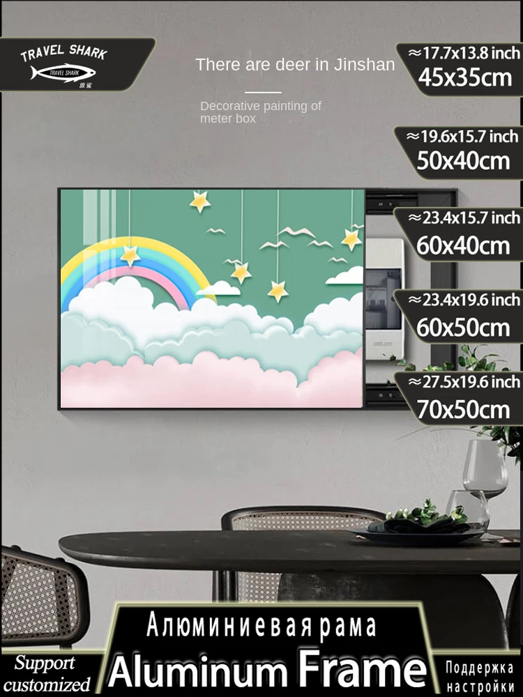 Home Living Room Electric Meter Box Decoration Painting Creative Mural Art Hanging Chart No Hole Frame Easy Installation