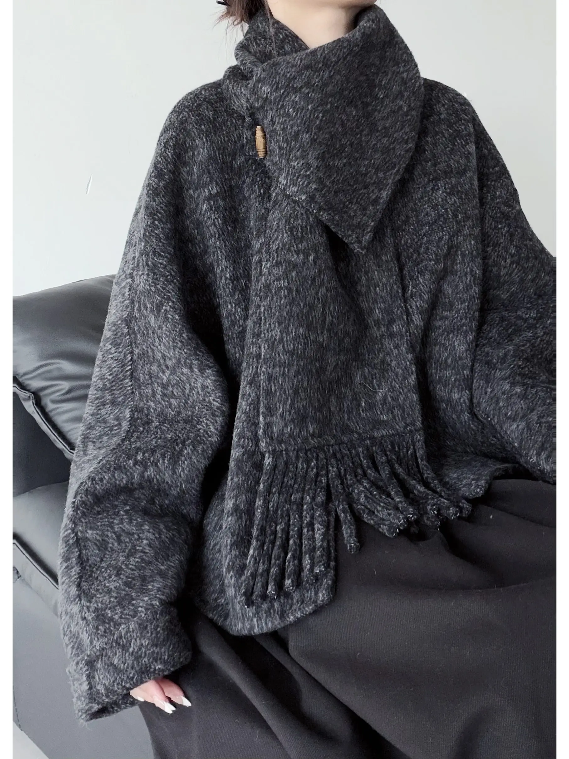 UMI MAO Niche Design Double-Sided Wool Short Coat With Horn Buttons High-End Feel For Petite Figures Coat Femme