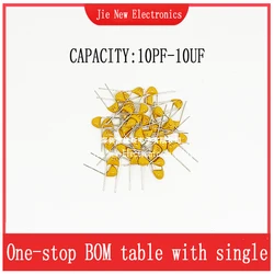 100pcs Monolithic Ceramic Capacitor 10PF ~ 10UF 22PF 1NF 47NF 220NF 100NF 330NF 0.1UF 1UF 4.7UF 101 102 103 104 105 106 334