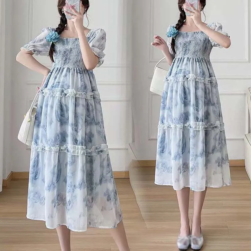 Fotografia 5: Nova moda verão vestido floral para grávidas