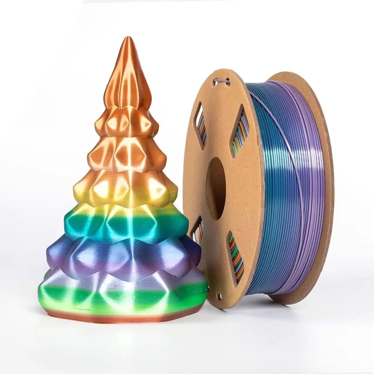 

Silk Rainbow PLA Filament 1.75mm, Multicolor 3D Printer Filament, Color-Changing Filament,1kg spool