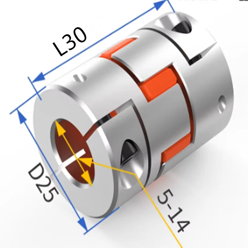 D25L30 Aluminum Alloy Plum Blossom Coupling Servo Motor Ball Screw Numerical Control Machine
