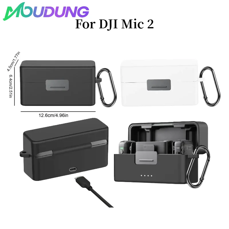 

MOUDUNG Wireless Microphone Dustproof Silicone protective Case Suitable for DJI Mic 2 Shockproof Anti-Drop Mic Charging Box Case