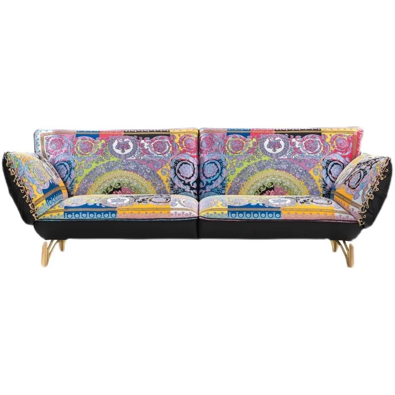 

Light luxury fabric art sand high-end villa luxury living room cloth three-person sofa