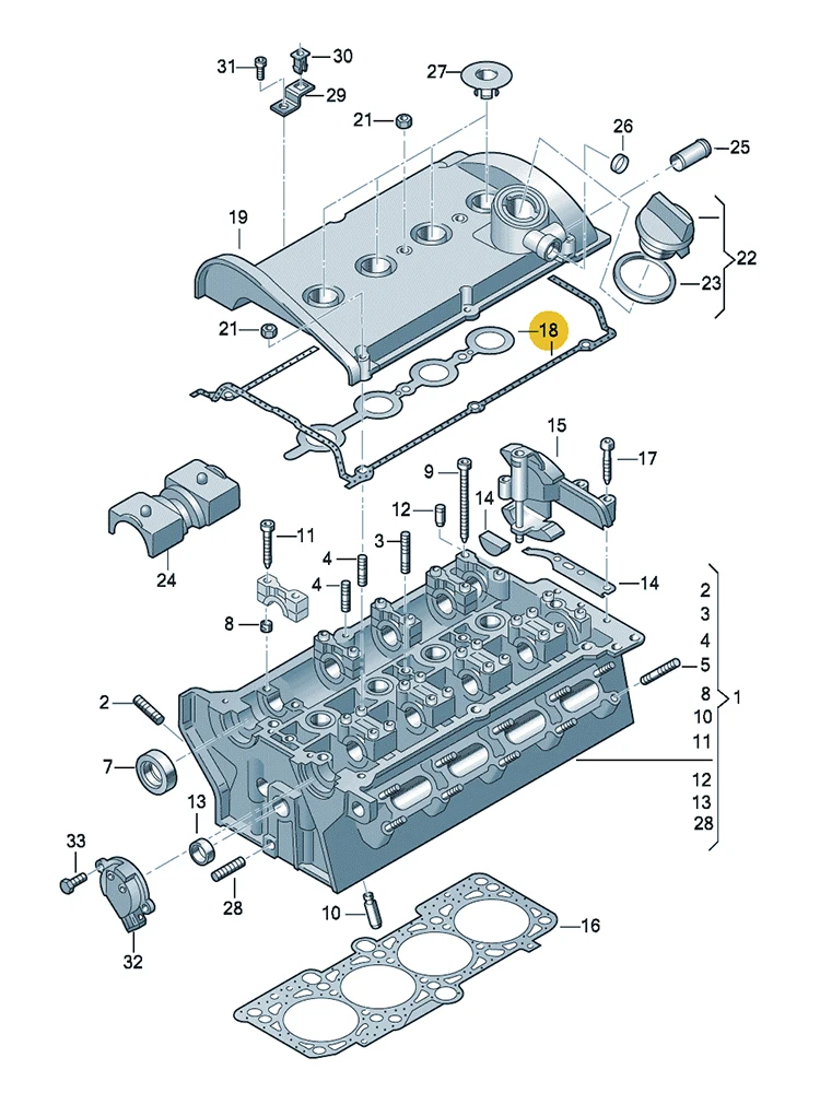 BOICY Engine Valve Cover Gasket for 1.8 Polo Jetta Sharan Passat Golf Bora Beetle A3 A4 A6 TT 058198025A 058103483F 058103484E