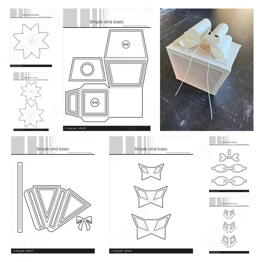 Box for Sweets Metal Cutting Dies Bow for Presents Dies DIY Scrapbooking Card Stencil Paper Cards Handmade Album Sheets