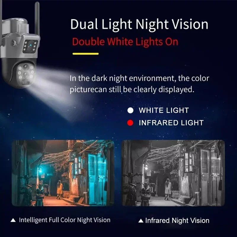 Wireless Outdoor 10X Zoom Triple Lens Dual Screen WiFi IP Camera 10K PTZ Human Auto Tracking Surveillance Cameras Monitor Cam