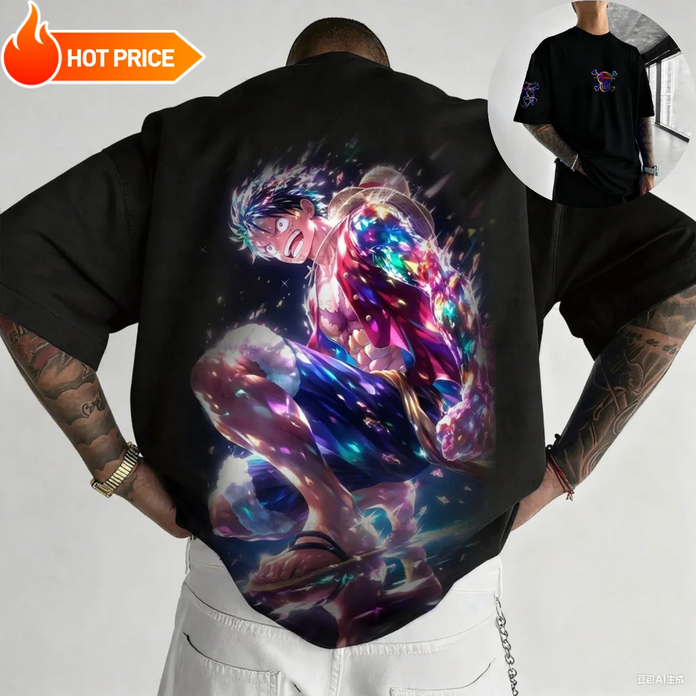 

2025 New Anime One Piece Luffy Harajuku Summer T-Shirt Men's Oversized Vintage Streetwear Women Casual Short-Sleeve Unisex Top