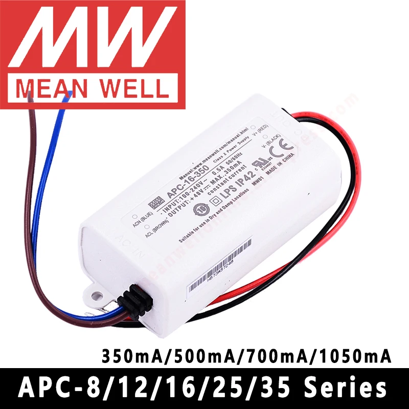 Mean Well APC-8/12/16/25/35-250/350/500/700/1050mA Meanwell illuminazione a LED per interni SMPS LED alimentatore a commutazione a corrente costante