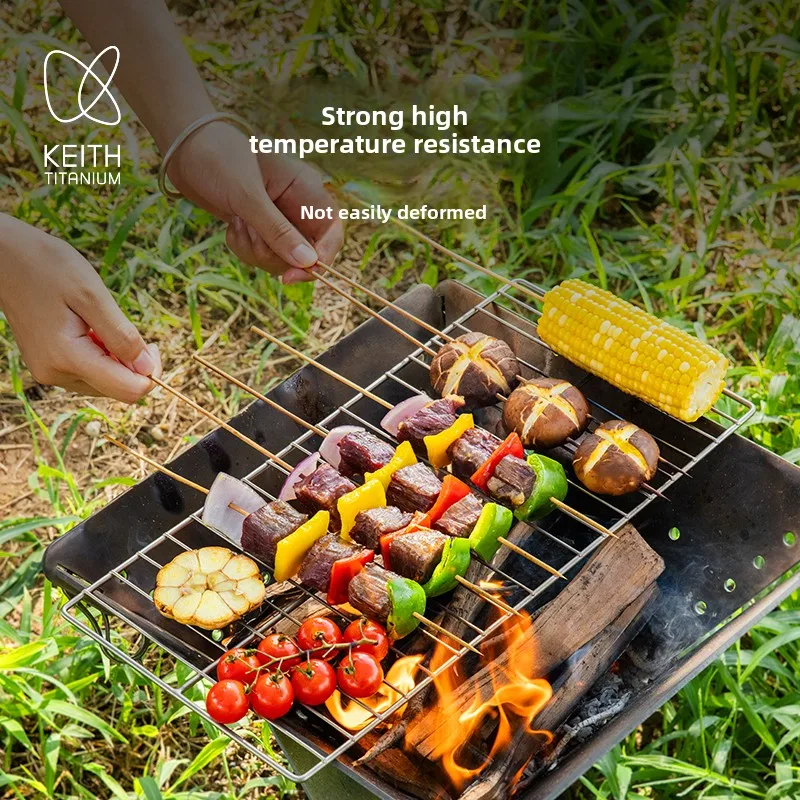 شبكة شواء من التيتانيوم النقي من كيث - تسخين سريع، سهلة التنظيف، خفيفة الوزن ومحمولة لطهي التخييم في النزهات الخارجية