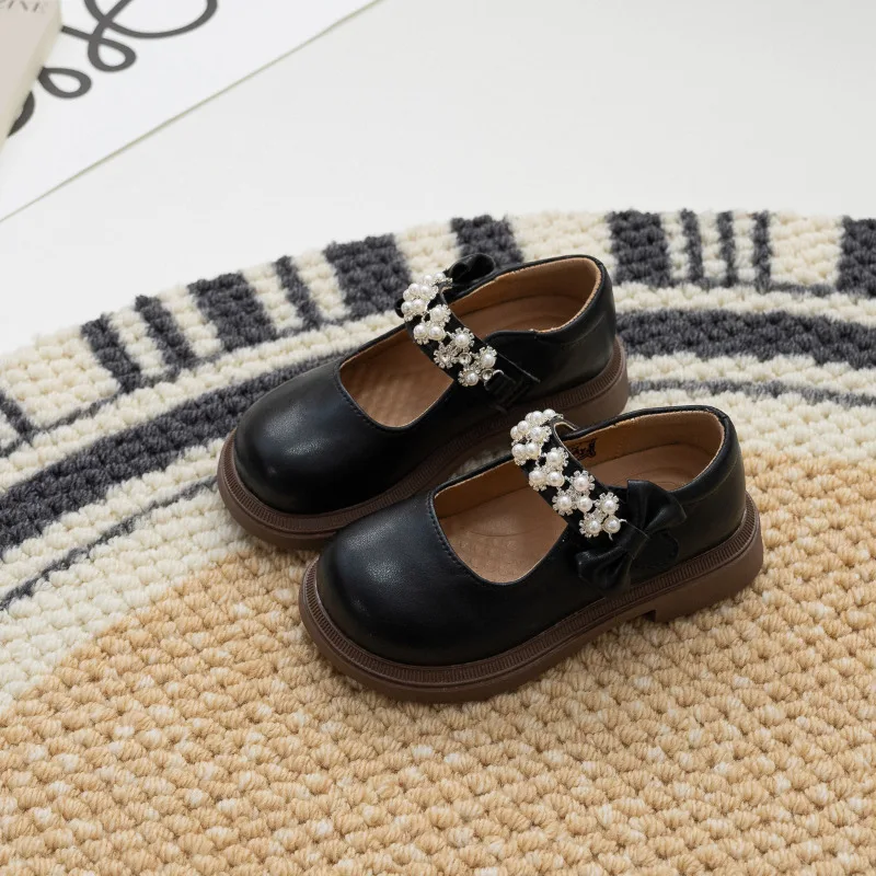 Girls Shoes Spring Autumn Toddler Kids Fashion Brand Mary Jane Dress Dance Princess Pearls Bow Flats Children Sandals Soft Sole