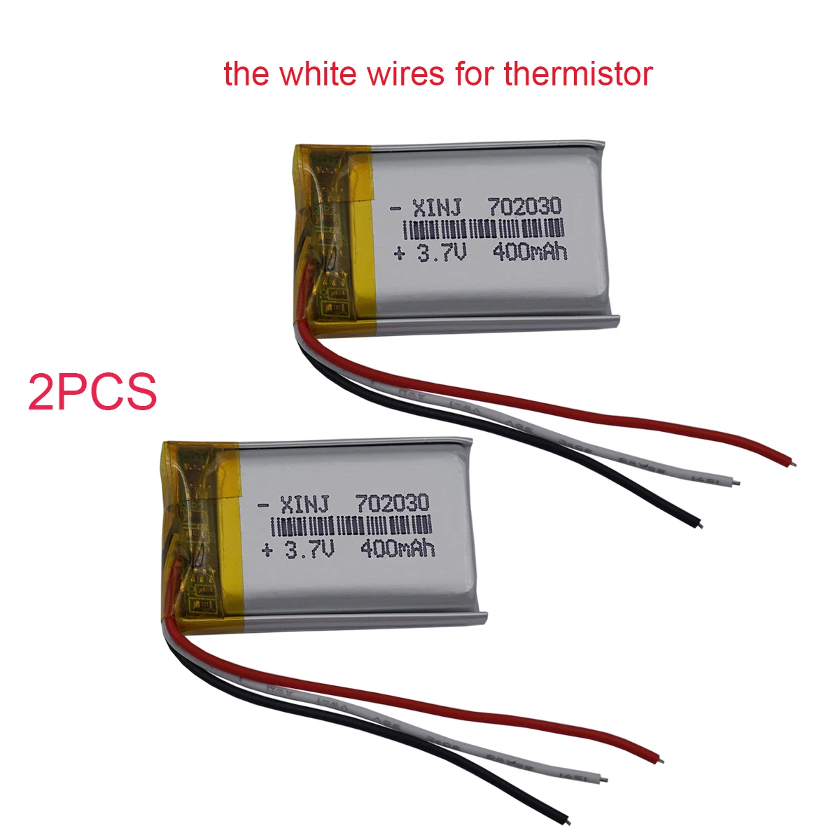 

2pcs 3.7V 400mAh 1.48Wh Polymer Li Lithium Battery 702030 Thermistor 3-Wires Repair For Record Pen GPS MP3 MP4 Bluetooth Speaker