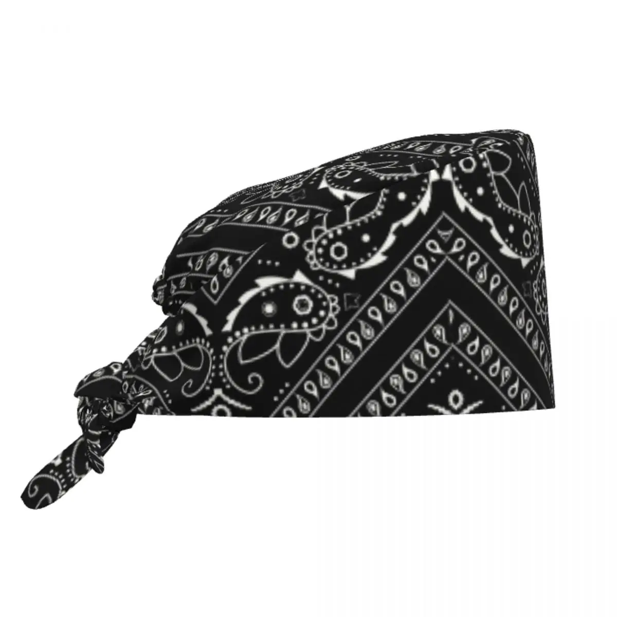 Custom Black Bandana Pattern Scrubs Cap Surgical Hats Men Women Paisley Style Operating Room Cap Nursing Cap Lab Works Hat