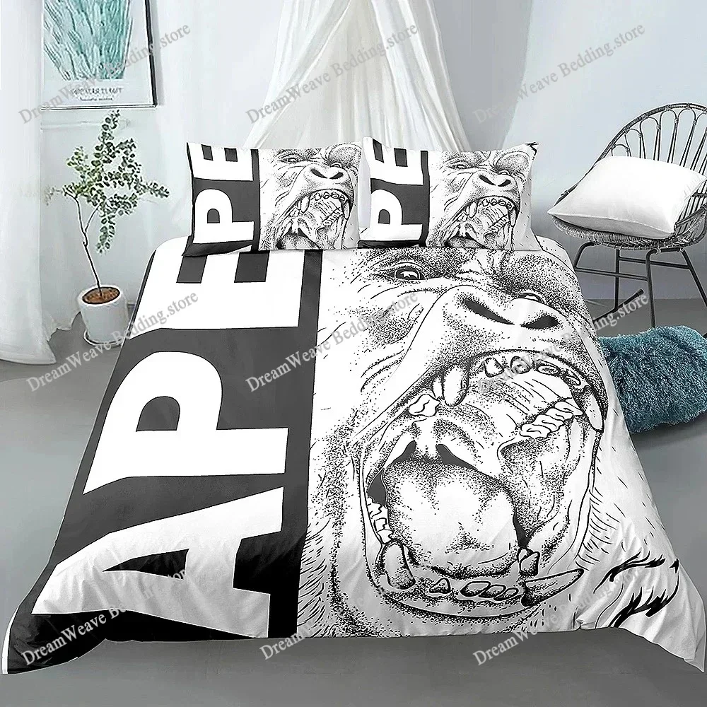 

Wolf Animal Bedding Set King Queen Black White Lion Snake Wildlife Polyester Duvet Cover Set for Men Adults Home Textileextile96
