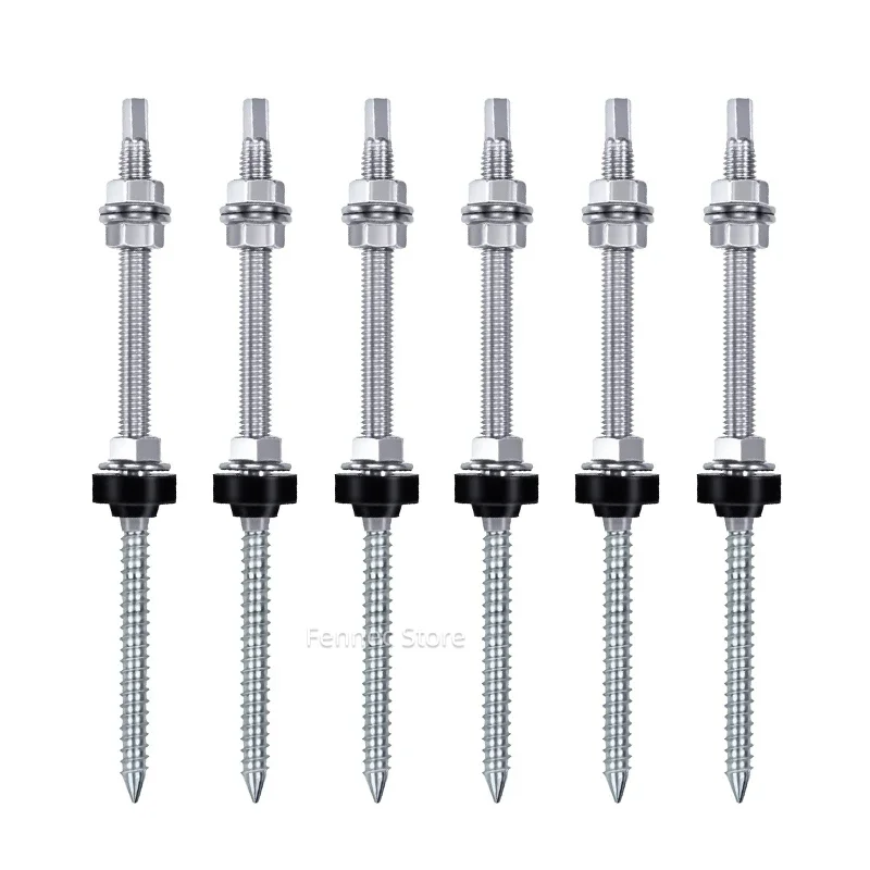 Solar Hanger Bolts Solar Panel Roof Mounting Screws 4/6pcs M10 Solar Accessories Photovoltaic Roof Bracket 304 Stainless Steel