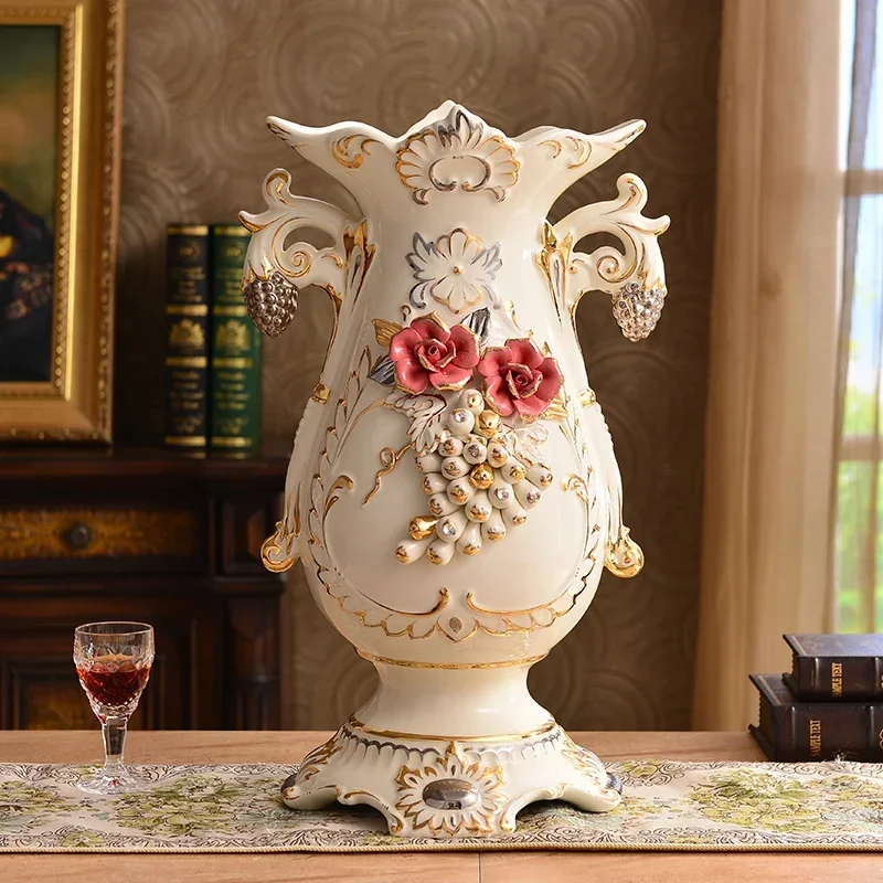 Floor Vase Decoration Flower Arrangement Living Room Ceramics High Home Decoration TV Cabinet Neo Chinese Style Vase