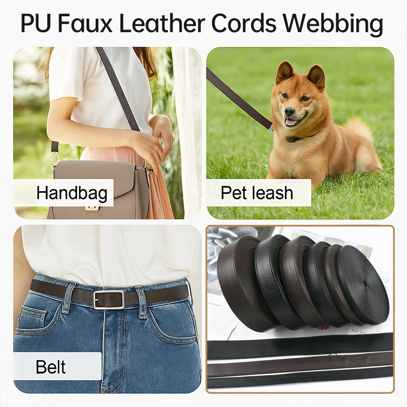

5/10M 10/15/20/25/30mm Leather Ribbon for Bracelets Necklace Decoration Webbing Rope PU Leathers Belt Bias Binding Sewing Trims