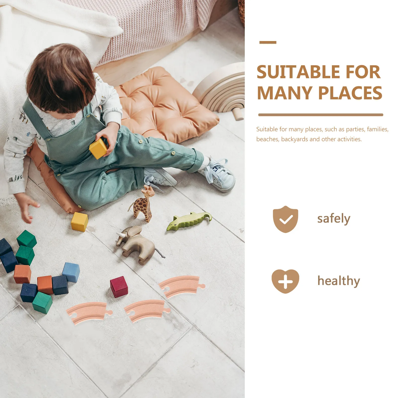 6Pcs Wooden Small Curve Accessories Train Track Set DIY Educational Layout for Kids Creative Play Motor Skill Enhancement