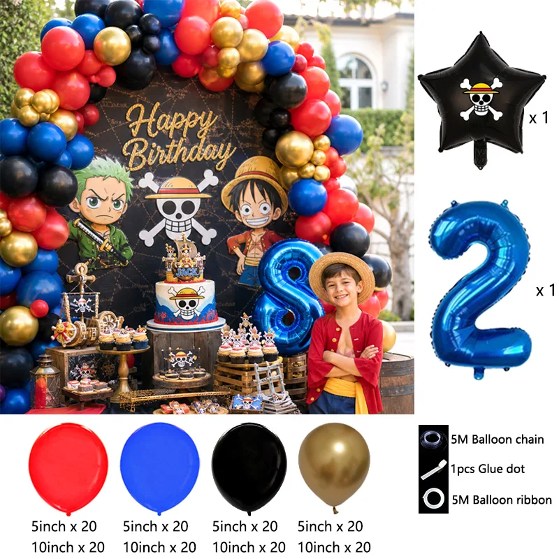 One Piece Character Balloon Arch Bouquet Globos Happy Birthday Anime Party Ornament Set view 3