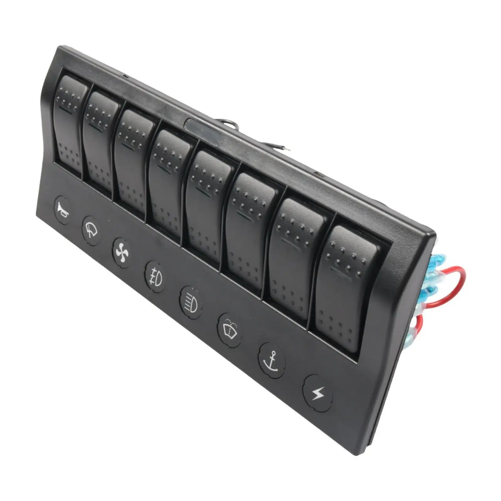 Prewired Switch Control Panel 8 Gang 12V Car Accessory Rocker Switches with Fuse for Marine Bus Van