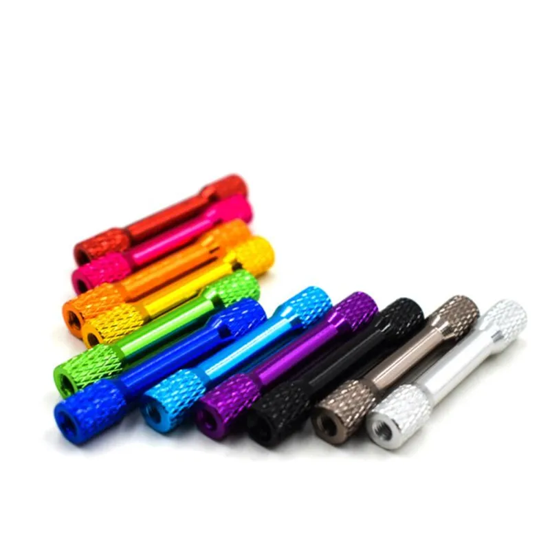 10pcs M3 Aluminum Spacer M3*15/20/25/28/30/35 Double head Knurled Aluminum alloy standoff spacer Pillar for RC Multicolor