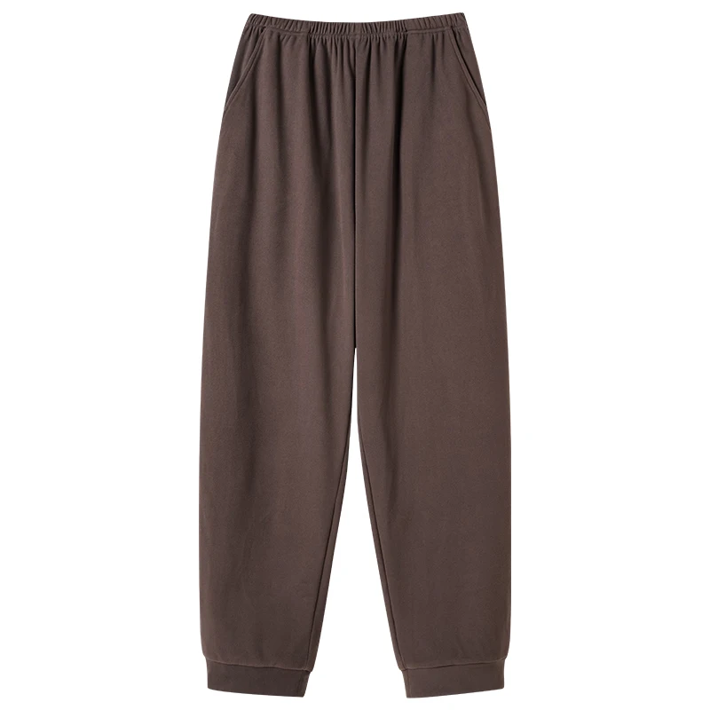 

Solid Color Sleep Bottom Men Thin Velvet Long Pants Home Pajamas Autumn Winter Pants Elastic Waist Big Yards4XL Casual Sleepwear