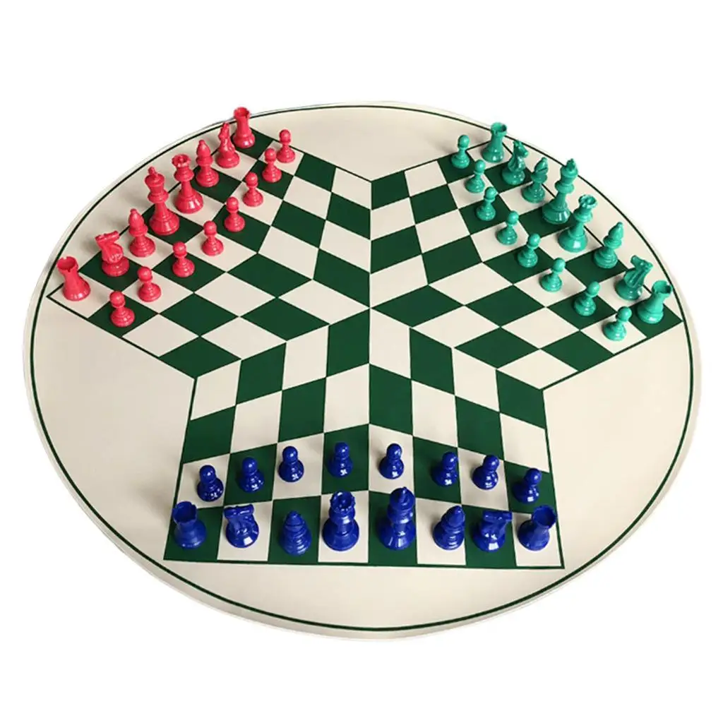 3-Players International Chess Sets Travel Game Sets Portable Chessboard With