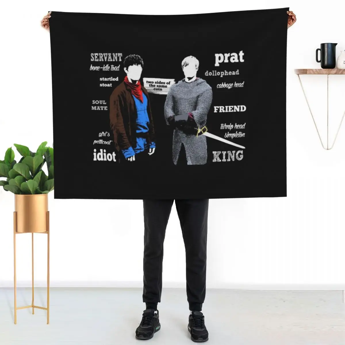 Merlin and Arthur Titles Throw Blanket Travel Furrys Loose decorative Personalized Gift christmas gifts Blankets